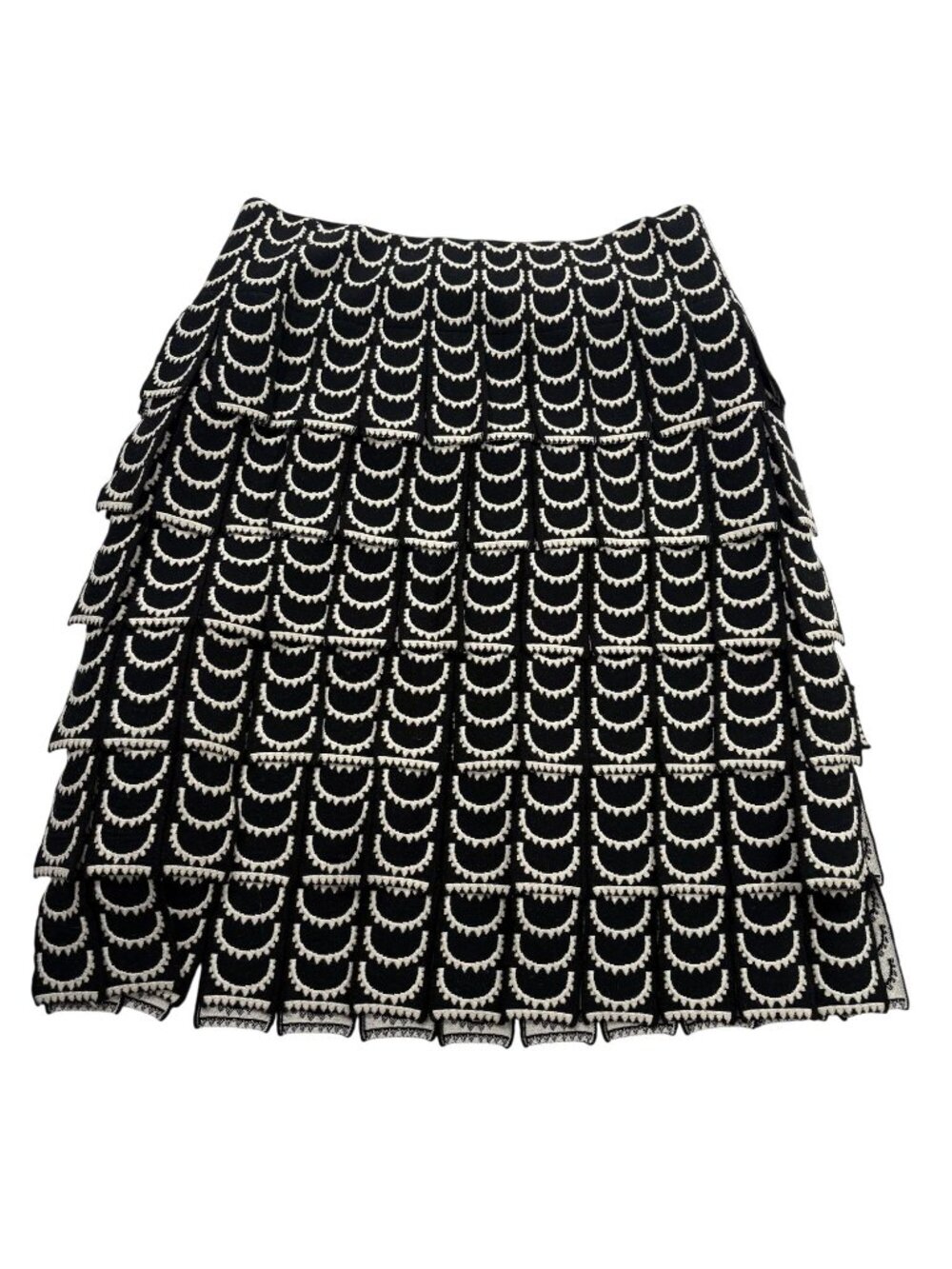 ALAIA A/W 2015 Tiered Scalloped Contrast Skirt in Black